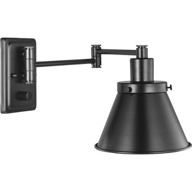 Hinton Collection Black Swing Arm Wall Light - Damp Location Listed - Model P710085-031