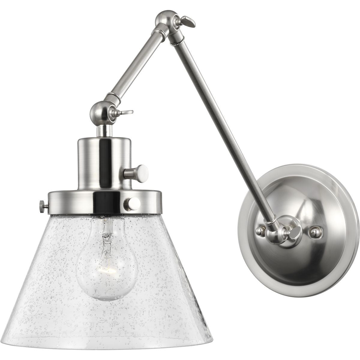 Progress Lighting Wall Bracket Light - Hinton Collection Brushed Nickel Swing Arm Wall Light - Model P710094-009