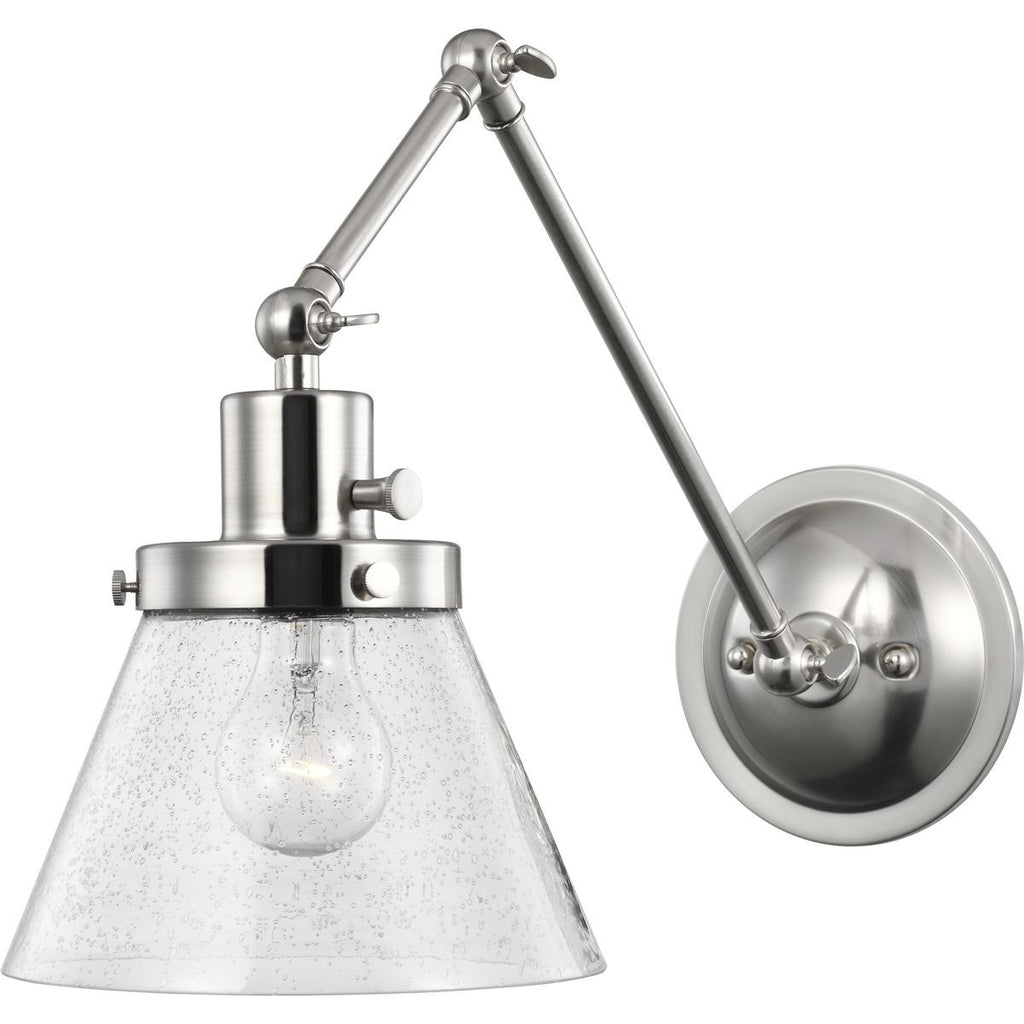 Hinton Collection Brushed Nickel Swing Arm Wall Light - Damp Location Listed - Model P710094-009