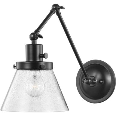 Hinton Collection Black Swing Arm Wall Light - Damp Location Listed - Model P710094-031