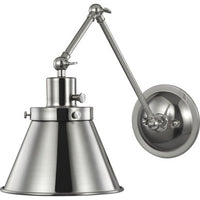 Hinton Collection Brushed Nickel Swing Arm Wall Light - Damp Location Listed - Model P710095-009