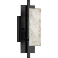Lowery Collection One-Light Matte Black Industrial Luxe Wall Sconce with Aged Silver Leaf Accent - Damp Location Listed