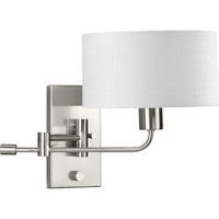 Carrick Collection One-Light Brushed Nickel Summer Linen Shade Transitional Wall Light - Damp Location Listed