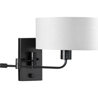 Carrick Collection One-Light Matte Black Summer Linen Shade Transitional Wall Light - Damp Location Listed