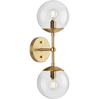 Atwell Collection Two-Light Brushed Bronze Mid-Century Modern Wall Sconce - Damp Location Listed