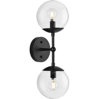 Atwell Collection Two-Light Matte Black Mid-Century Modern Wall Sconce - Damp Location Listed