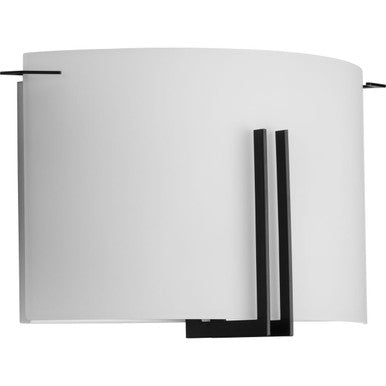 Modern Glass Sconce Two-Light Matte Black Wall Sconce - Damp Location Listed