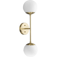 Haas Collection Two-Light Brushed Gold Mid-Century Modern Wall Bracket - Damp Location Listed