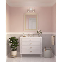Quillan Collection Two-Light White Plaster Transitional Bath & Vanity Light - Damp Location Listed