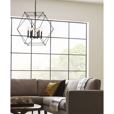 Spatial Collection Six-Light Matte Black Global Pendant Light - Dry Location Listed