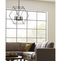 Spatial Collection Six-Light Matte Black Global Pendant Light - Dry Location Listed