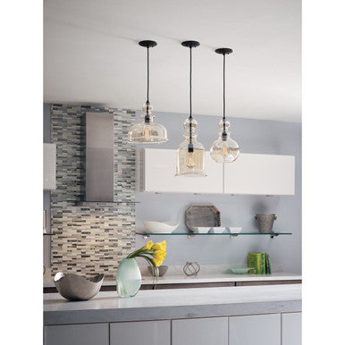 Staunton Collection One-Light Antique Bronze Champagne Glass Global Pendant Light - Dry Location Listed - Model P5334-20