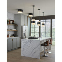 Silva Collection Two-Light Matte Black White Linen Shade 14