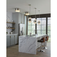 Silva Collection Two-Light Brushed Nickel White Linen Shade 14