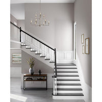 Kellwyn Collection Nine-Light Brushed Nickel and Clear Glass Transitional Style Chandelier Light - Dry Location Listed