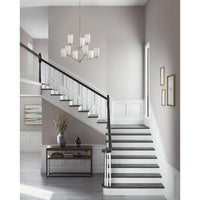 Adley Collection Nine-Light Brushed Nickel Etched White Opal Glass New Traditional Chandelier - Dry Location Listed