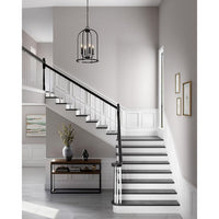 Leyden Collection Four-Light Matte Black Farmhouse Style Foyer Pendant Light - Dry Location Listed