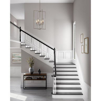 Kellwyn Collection Four-Light Brushed Nickel and Clear Glass Transitional Style Foyer Pendant Light - Dry Location Listed