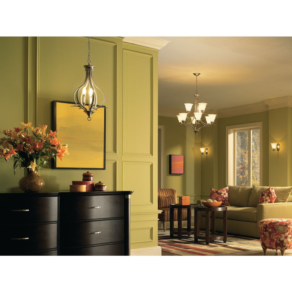 Progress Lighting Trinity Collection Two-Light Foyer Pendant - Dry Location Listed Application Shot Model P3806-09