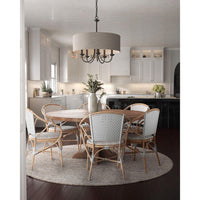 Drum Shade Collection Five-Light Matte Black Harvest Linen Shade Farmhouse Chandelier Light - Dry Location Listed