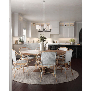 Merry Collection Five-Light Matte Black and Etched Glass Transitional Style Chandelier Light - Dry Location Listed