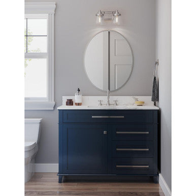 Hinton Collection Two-Light Brushed Nickel Clear Seeded Glass Farmhouse Bath Vanity Light - Damp Location Listed