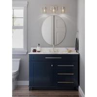 Calais Collection Three-Light Brushed Nickel Clear Glass New Traditional Bath Vanity Light - Damp Location Listed