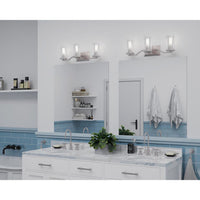 Lassiter Collection Three-Light Brushed Nickel Clear Glass Modern Bath Vanity Light - Damp Location Listed
