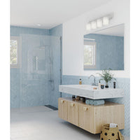 Merry Collection Four-Light Brushed Nickel and Etched Glass Transitional Style Bath Vanity Wall Light - Damp Location Listed