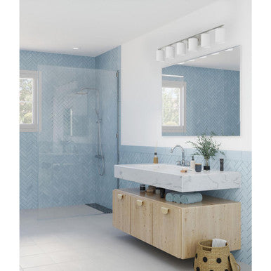 Replay Collection Six-Light Traditional Brushed Nickel Etched White Glass Bath Vanity Light - Damp Location Listed