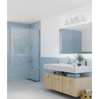 Trinity Collection Four-Light Polished Chrome Etched Glass Traditional Bath Vanity Light - Damp Location Listed