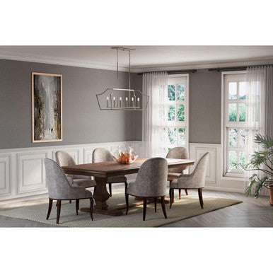 Parkhurst Collection Six-Light New Traditional Brushed Nickel Linear Island Chandelier Light - Dry Location Listed