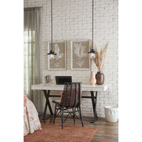 Tremont Collection One-Light Matte Black and Clear Seeded Glass Farmhouse Style Hanging Mini-Pendant Light - Damp Location Listed