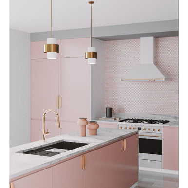 Silva Collection One-Light Brushed Bronze White Linen Shade Pendant - Dry Location Listed