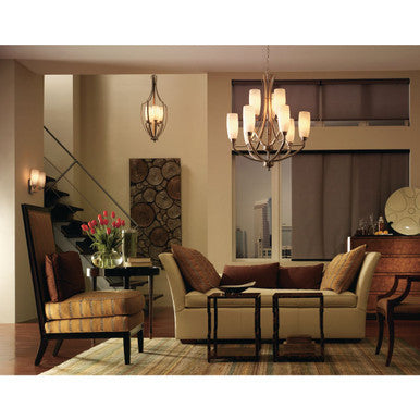 Wisten Collection Two-Light Brushed Nickel Etched Glass Modern Bath Vanity Light - Damp Location Listed