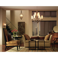 Wisten Collection Nine-Light Brushed Nickel Etched Glass Modern Chandelier Light - Dry Location Listed