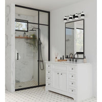 Haven Collection Four-Light Matte Black Opal Glass Luxe Industrial Bath Light - Damp Location Listed