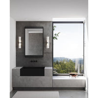 Zura Collection Two-Light Brushed Nickel Etched Opal Glass Modern Bath Vanity Light - Damp Location Listed