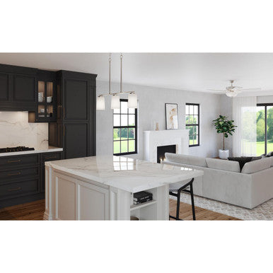 Adley Collection Three-Light Brushed Nickel Etched White Opal Glass New Traditional Linear Chandelier - Dry Location Listed