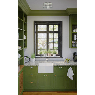 Gilliam Collection 12-5/8 in. Two-Light Brushed Nickel New Traditional Flush Mount - Damp Location Listed