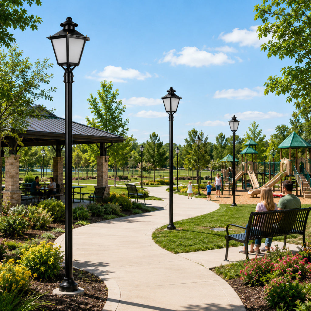 LED Decorative Post Light with Photocell - 60 Watt - 7200 Lumens - Color Selectable 30K/40K/50K - 120-277V - Black - Fits Up to 3 Inch Pole Top