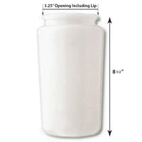 8 Inch Plastic Cylinder Plain Lip Opening White Opal Lexan