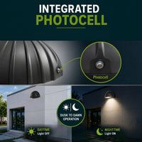 70 Watt LED Half Moon Wall Pack - 9446 Lumens - 5000K Daylight - 120-277V - Bronze Finish - Photocell