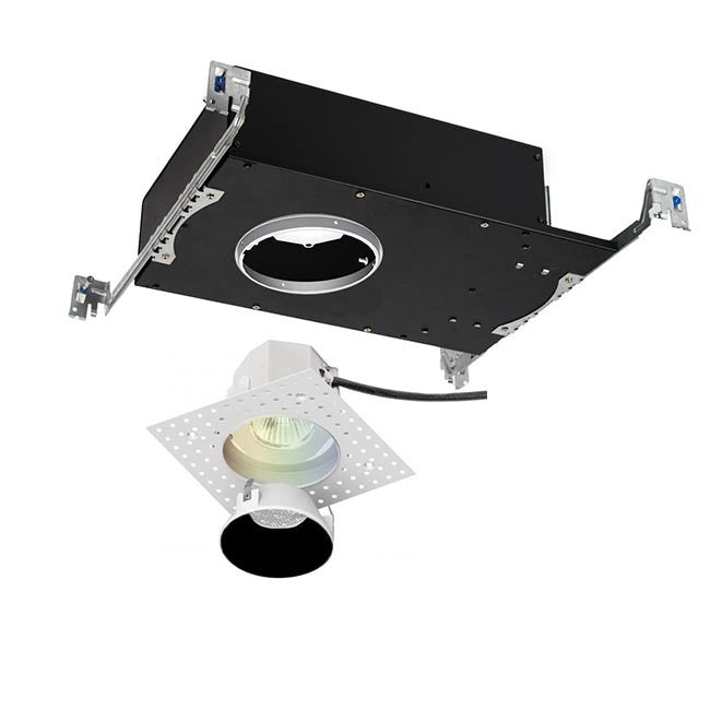 Aether Color Changing LED Round Trimless with Light Engine Flood Beam in Black