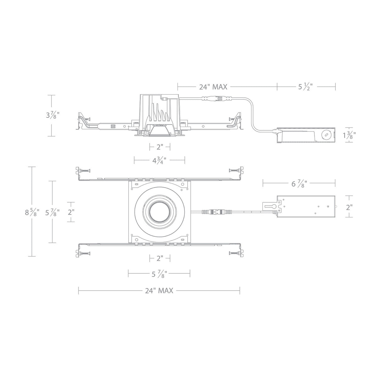 Ocularc 3.0 Dim-to-Warm Round Adjustable Trim and Housing for New Construction or Remodel with Narrow Beam and Black Finish