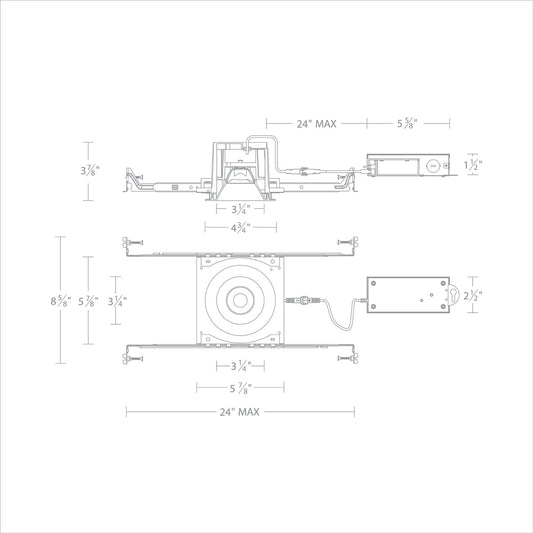 Ocularc 3.0 5CCT Round Downlight Trim and Housing for New Construction or Remodel with Flood Beam and Haze White Finish