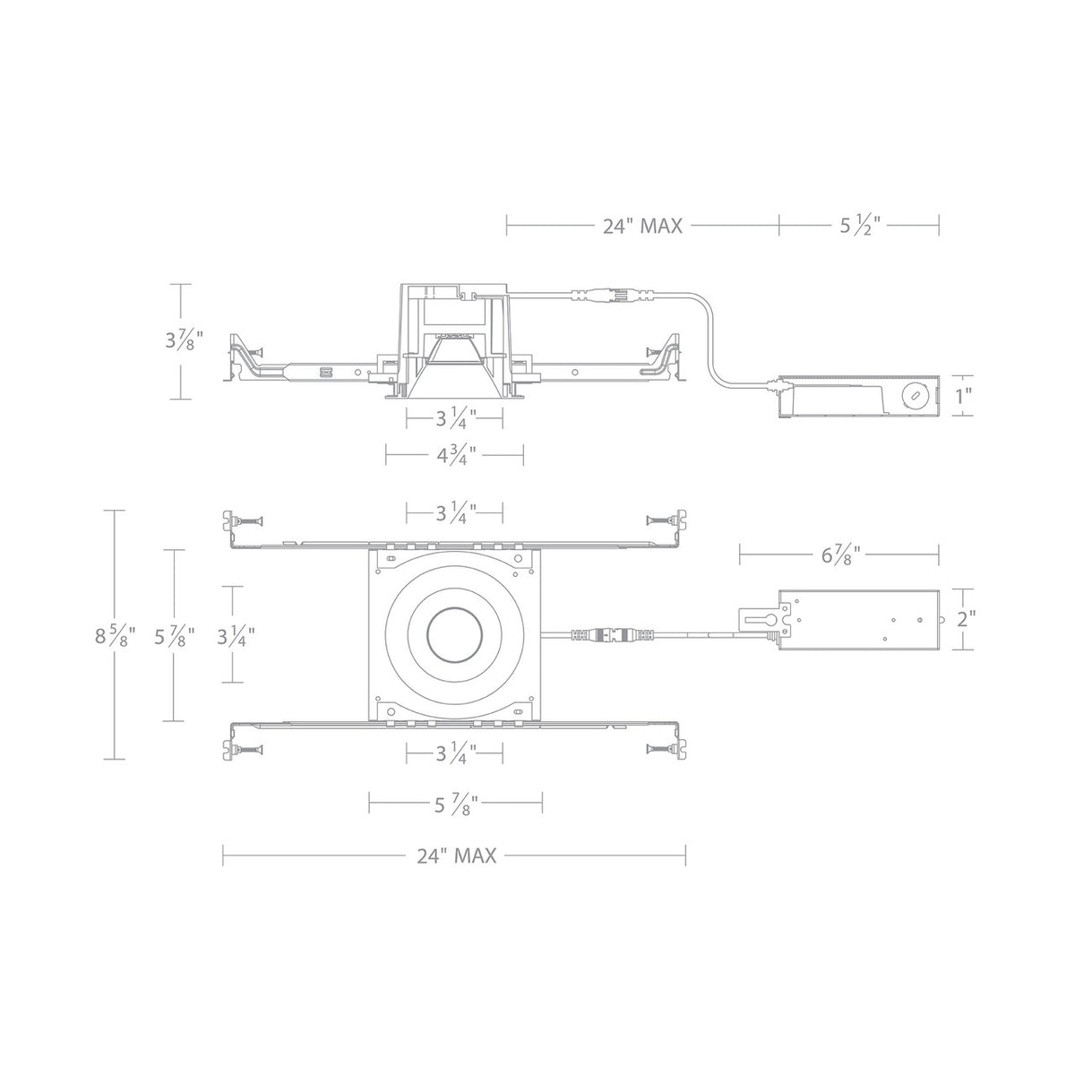 Ocularc 3.0 Dim-to-Warm Round Downlight Trim and Housing for New Construction or Remodel with Flood Beam and Black Finish