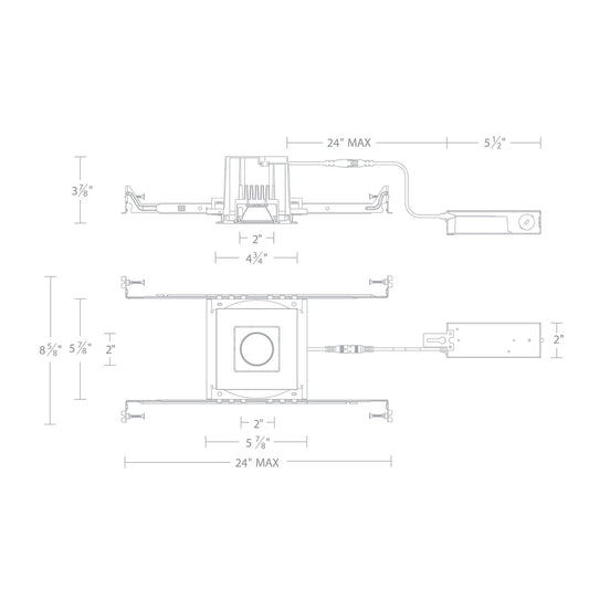 Ocularc 3.0 Dim-to-Warm Square Adjustable Trim and Housing for New Construction or Remodel with Flood Beam and White Finish