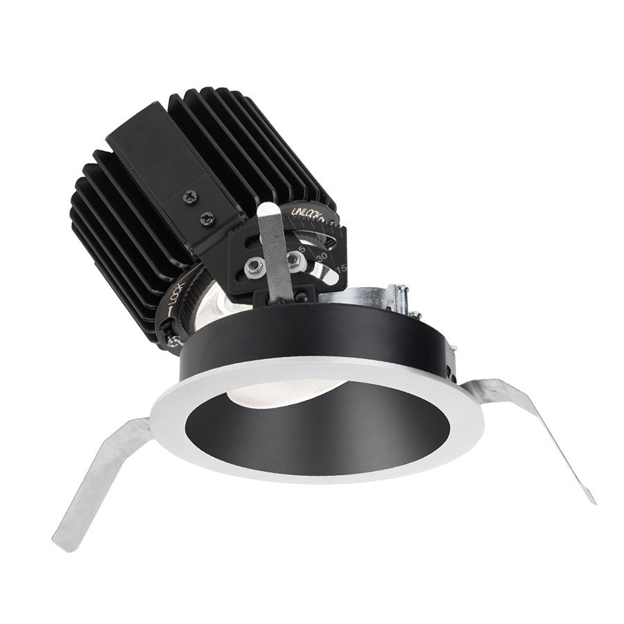 Volta Round Adjustable Trim with LED Light Engine Flood 45 Beam 3500K White in Black White