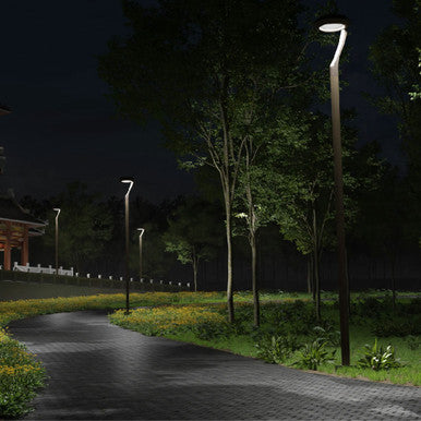 LED Round Area Flood Lights - Modern Commercial Grade Pole and Wall Lights - Different Wattages and Mounting Options Available